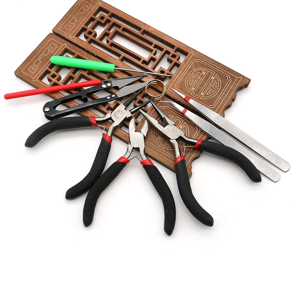 Black Jewelry Making Supplies Kit with Pliers Scissors and Threading Needles Tools for Repair Jewelry Rings Beaded Accessories