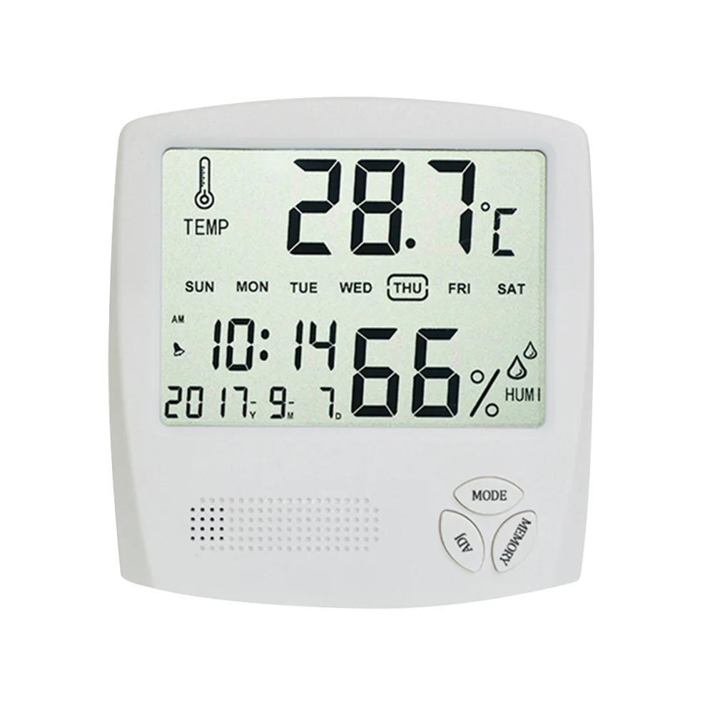 

Digital Hygrometer Thermometer Temperature Humidity Monitor Clock Barometer White For Indoor Bathroom Bedroom Office Use Low