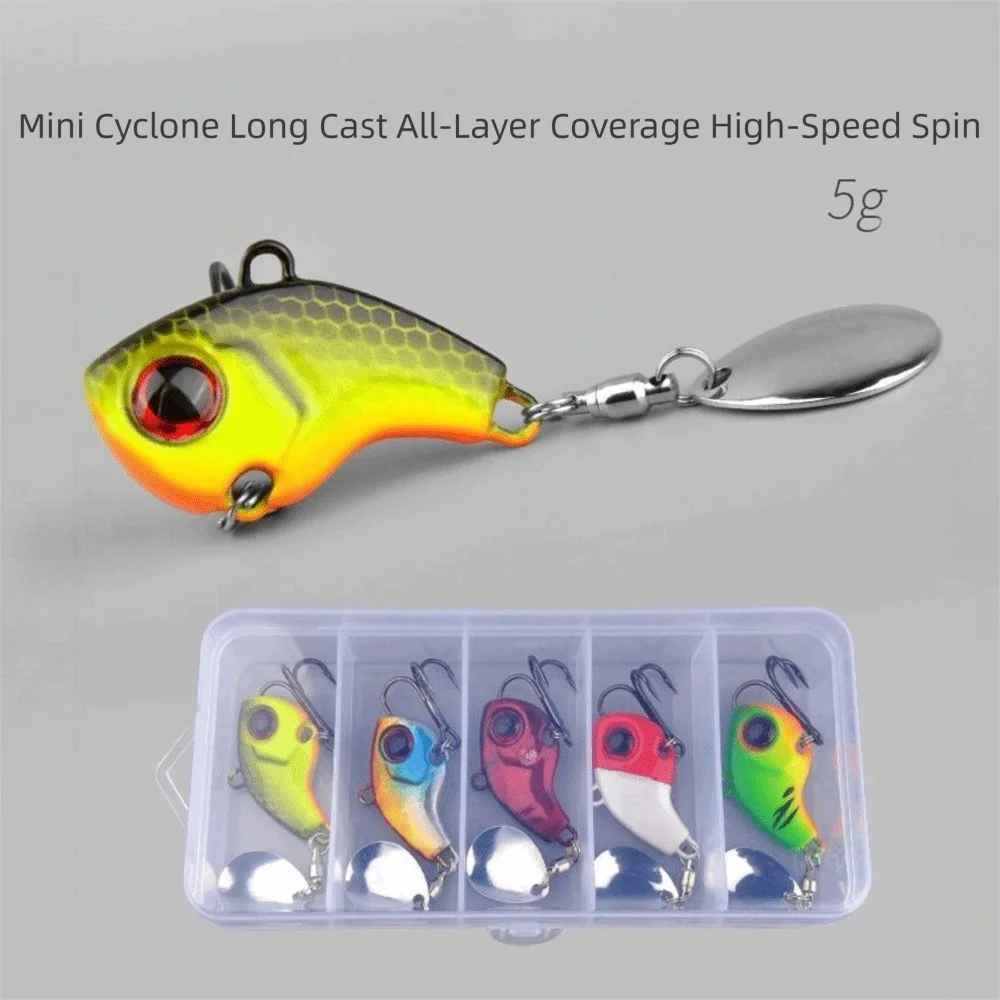 5Pcs/Box Soft Bait Fishing Lure Set Hard Metal Spinner Artificial Fishing Bait Jig Spoon Rotating VIB Lure