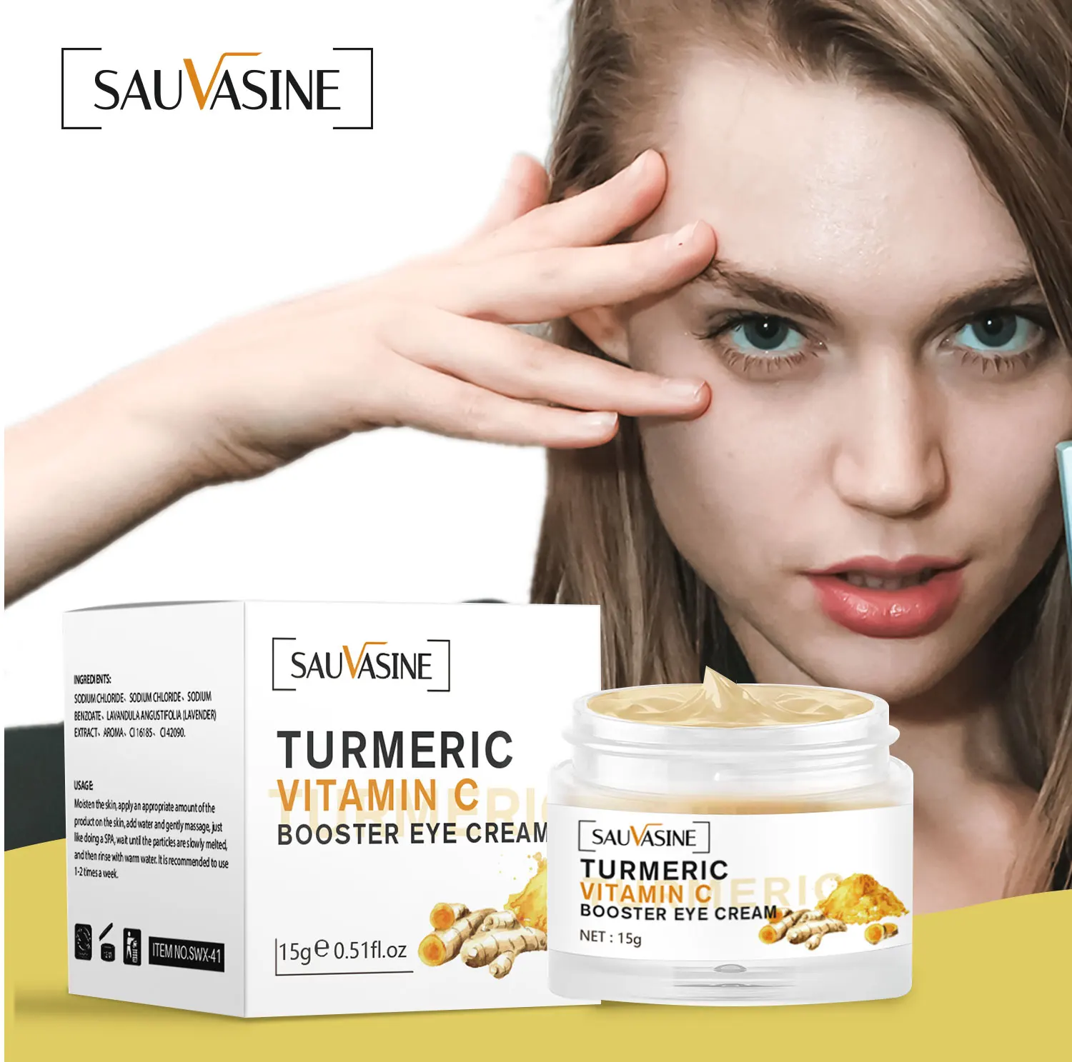 

Turmeric Vitamin C Eye Cream Vc Brightening Eye Cream Hydrates, Fades Fine Lines and Fades Dark Circles