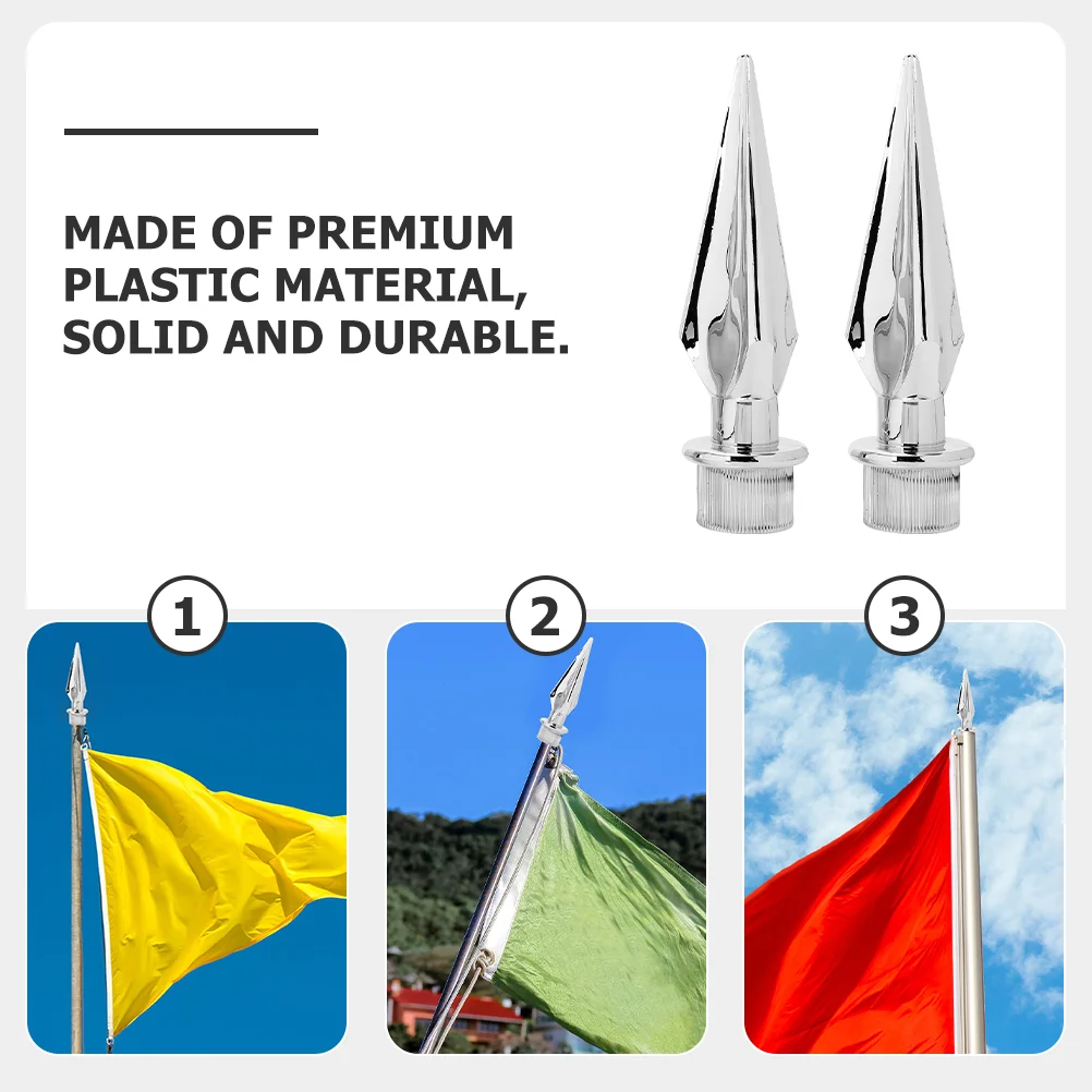 2 Pcs Plastic Elegant Decor Silver Decorative Flag Decorative Flag Tip Office Office Topper for Meeting