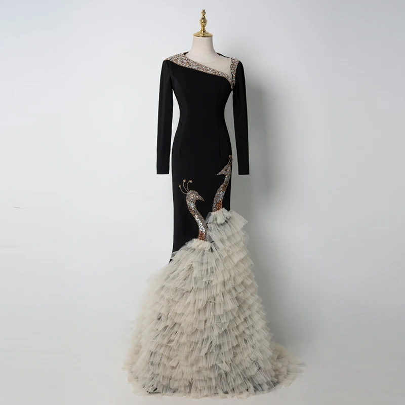 

Baisha Evening Dress Ostrich Lace Hem Custom Size for Boutique Formal Occasions H1599