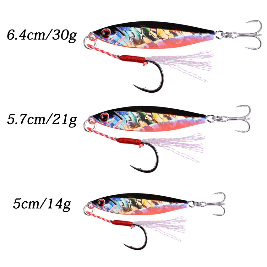 Shore Cast Sea Fishing Lure Slow Shaking Jigbait 14g/21g/30g Light Jig Artificial Spoon Metal Jigs Sinking Lures Bait