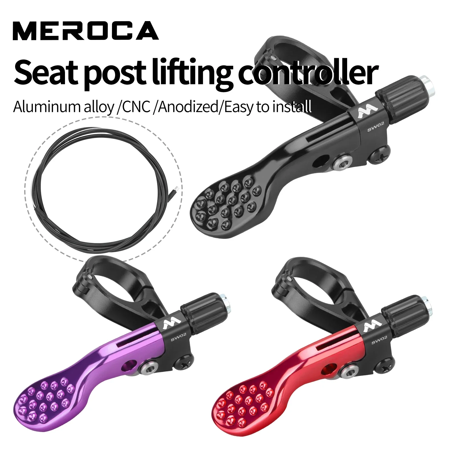 MEROCA Mtb Wirecontrolled Seatpost Lift Switch With Cable For 22.2mm Handlebar Aluminum Alloy Road Bike Lift Seatpost Controller