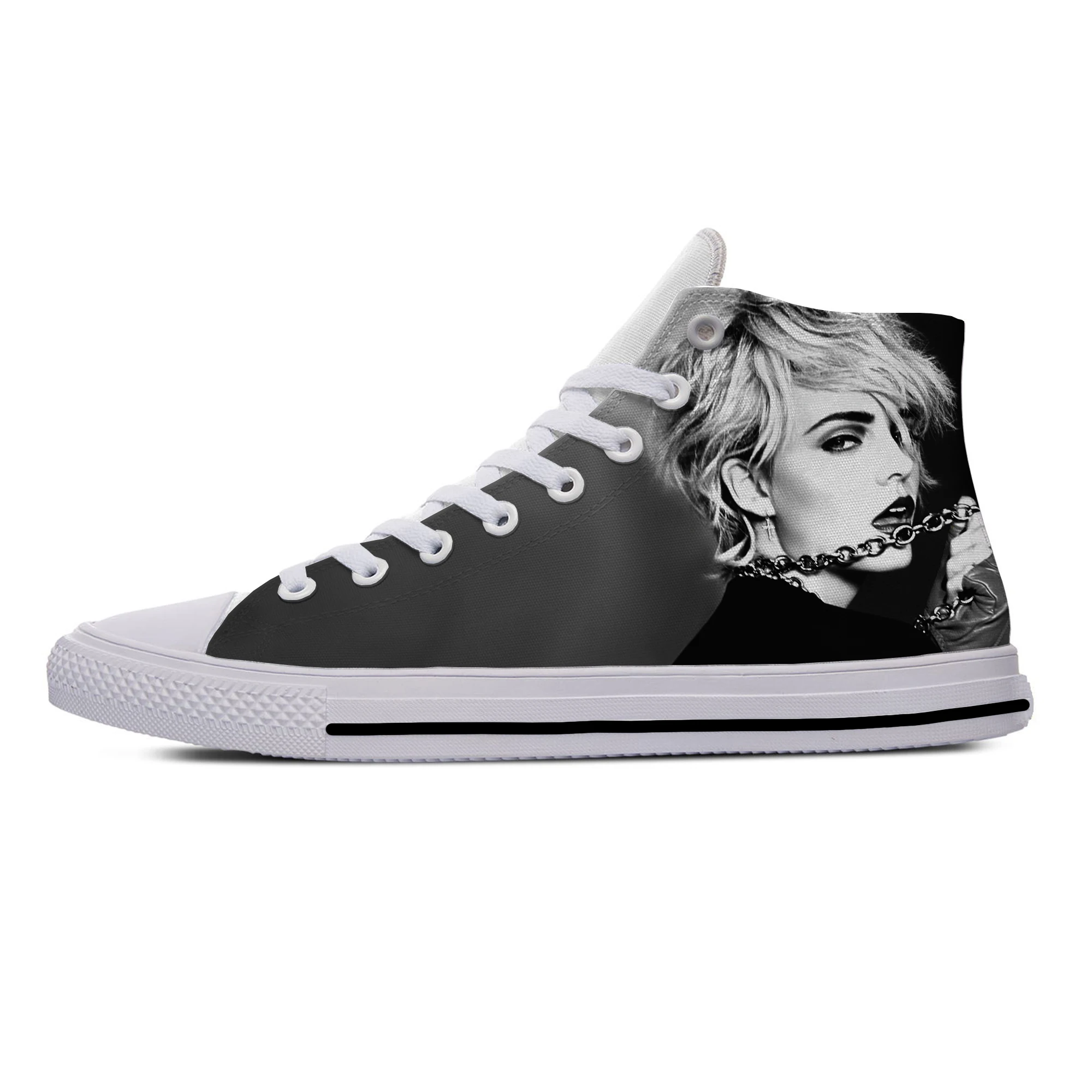 Madonna Pop Singer Music Funny Fashion Popular Casual Cloth Shoes High Top Lightweight Breathable 3D Print Men Women Sneakers