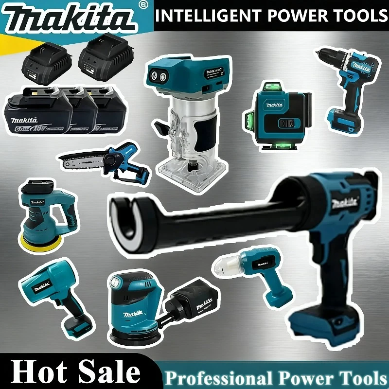 

Makita Portable Impact Driver Rechargeable Screwdriver Electric Reciprocating Saw Professional Use Cordless Power Tools Kit
