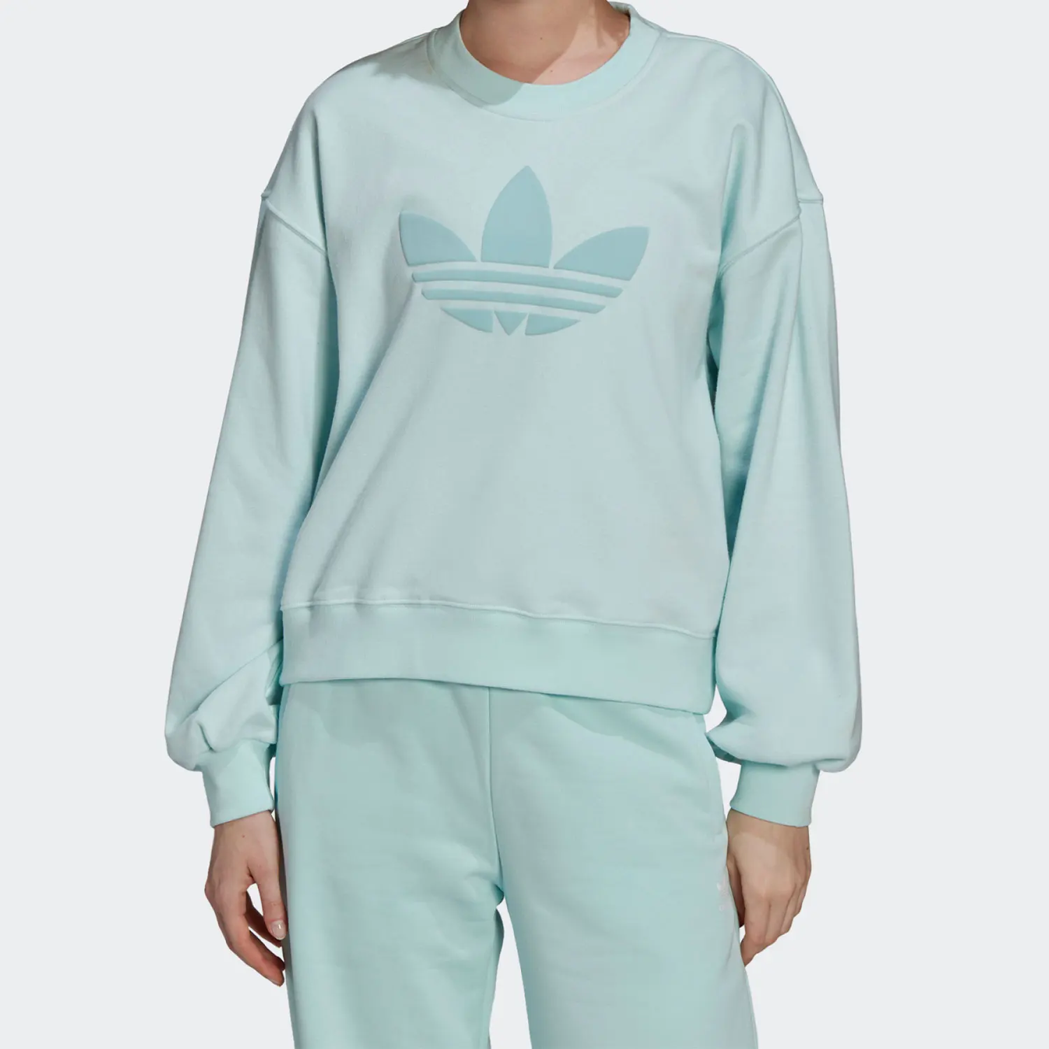 

Adidas genuine clover women's round neck loose long sleeved pullover sweatshirt HU1607