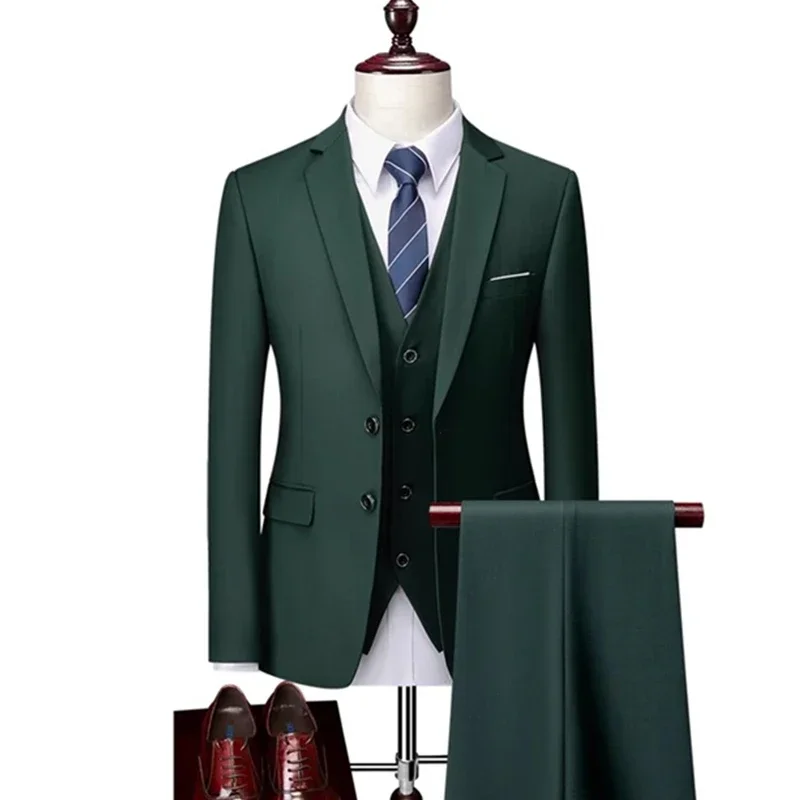 Completi Set blazer giacca pantaloni gilet/2023 moda nuovi uomini Casual Boutique Business Plaid Slim Dress formale cappotto pantaloni