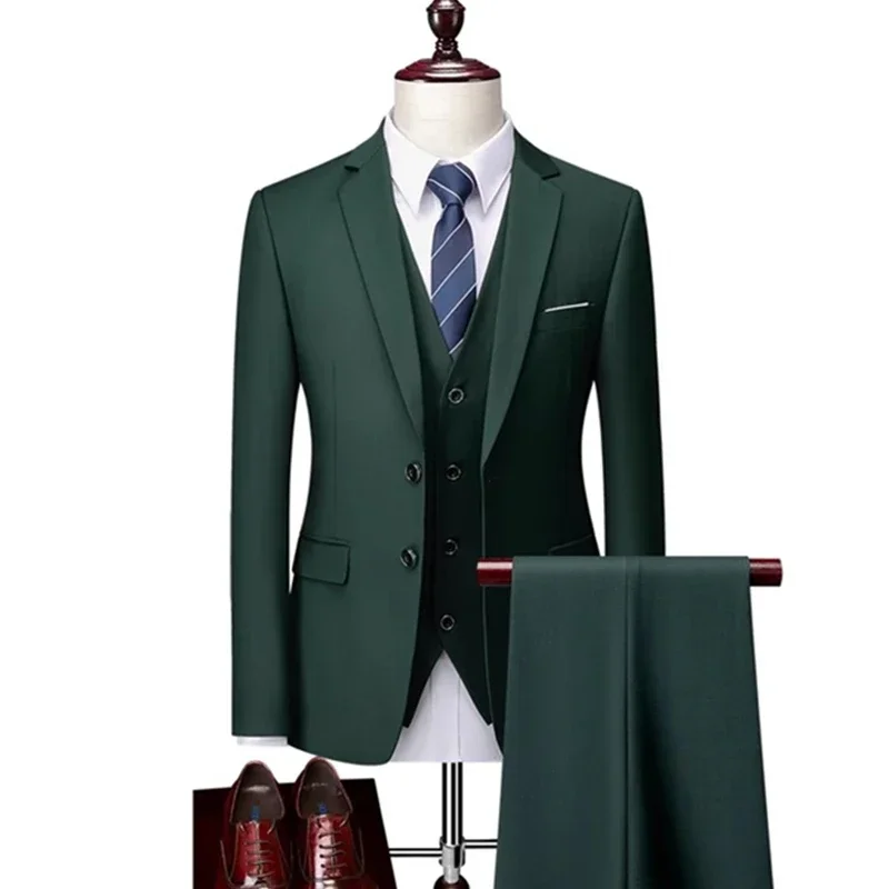 Conjunto de trajes para hombre, chaqueta, pantalones, chaleco, informal, Boutique, de negocios, a cuadros, vestido ajustado, abrigo Formal, novedad de 2023