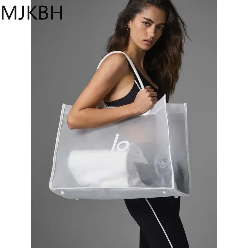 Clear Tote Bag Yoga Fitness Large Pocket Beach Mesh Quick Drying Breathable Casual Large Capacity Handbag