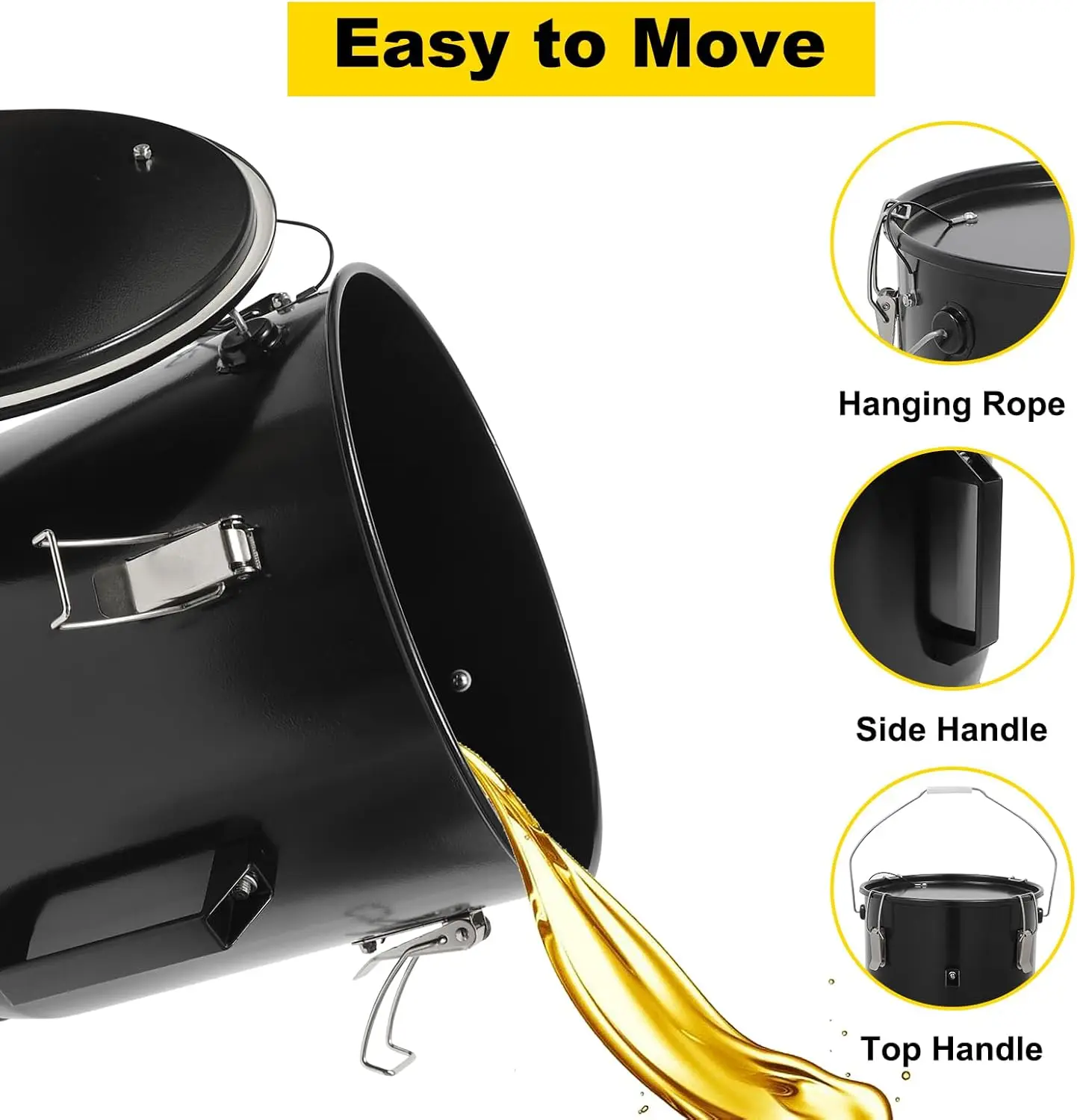 Secchio per olio per lo smaltimento dell'olio del secchio per grasso della friggitrice da 6 galloni con coperchio e sacchetto filtro