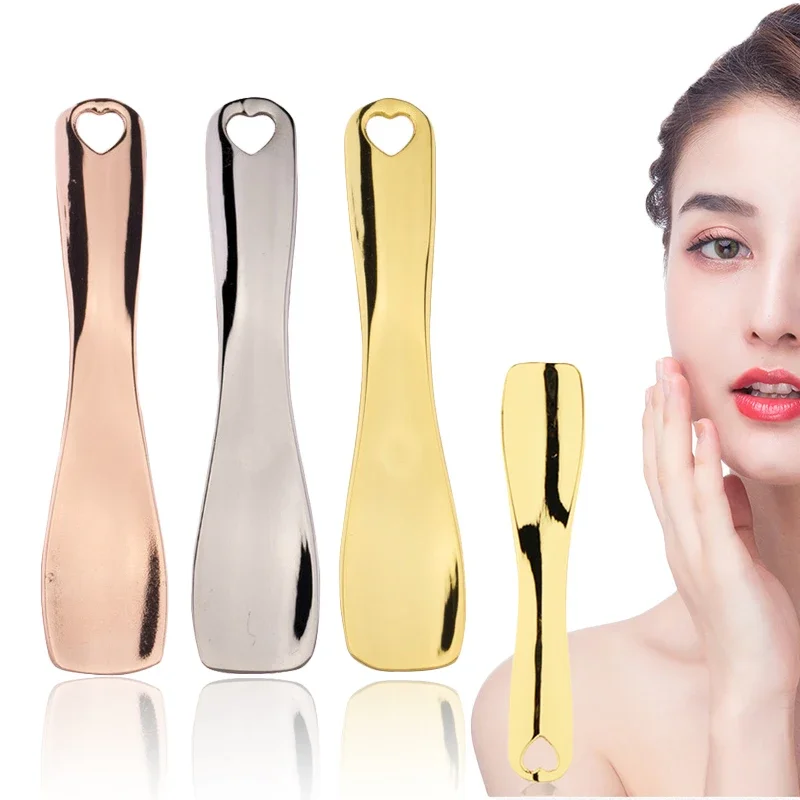 

1pcs Metal Zinc Mini Cosmetic Spatula Reusable Metal Facial Mask Spoon Eye Cream Stick Curved Scoop Beauty Skincare Tools