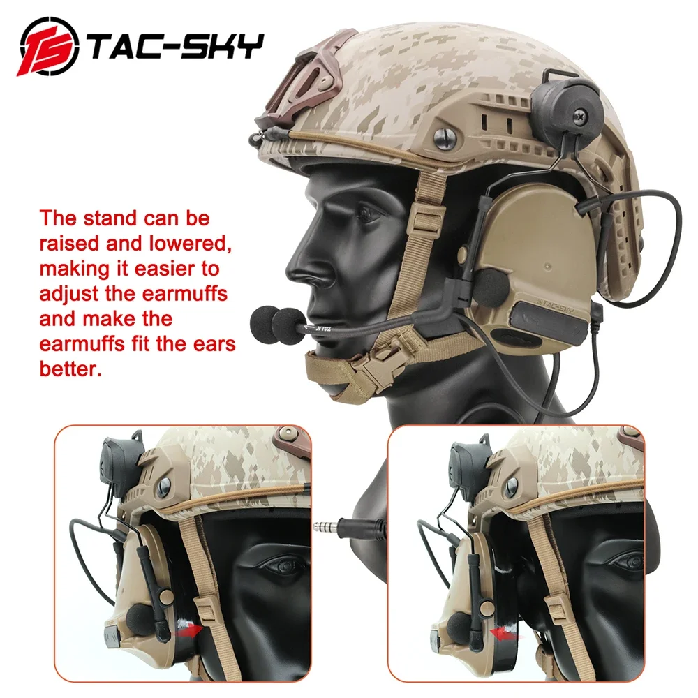 TAC-SKY COMTAC Noise Reduction Pickup Tactical Headset COMTAC III Hearing Protection Airsoft Shooting Headphon for ARC Rail Helm
