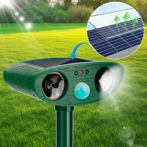 1 PCソーラー電源超音波動物忌避剤ラット鳥のための赤外線モーションセンサー猫犬屋外ガーデンファーム 6ベストセールスバードリペラーウルトラソニック-3