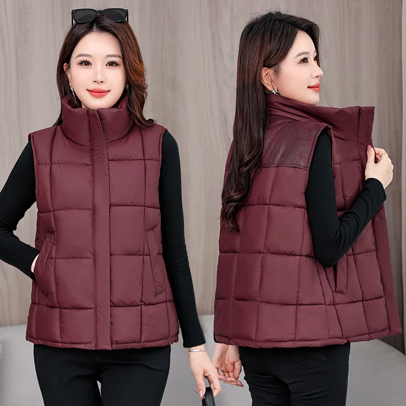 

Осень-зима, женский хлопковый жилет свободного покроя, модный воротник-стойка, воротник-стойка, универсальный жакет из Thiened из полиэстера