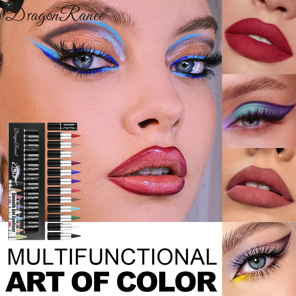 Trucco opaco ombretto stick 12 colori / set matita gel eyeliner facile da usare trucco cosmetici evidenziatore penna eyeliner colorato