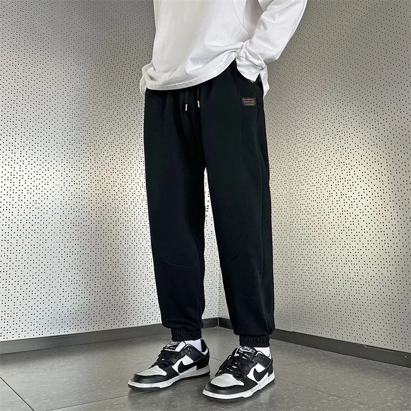 

Men's Solid Color Pockets Elastic High Waisted Spring Autumn Bloomers Cargo Harem Sweatpants Trousers England Style Pants