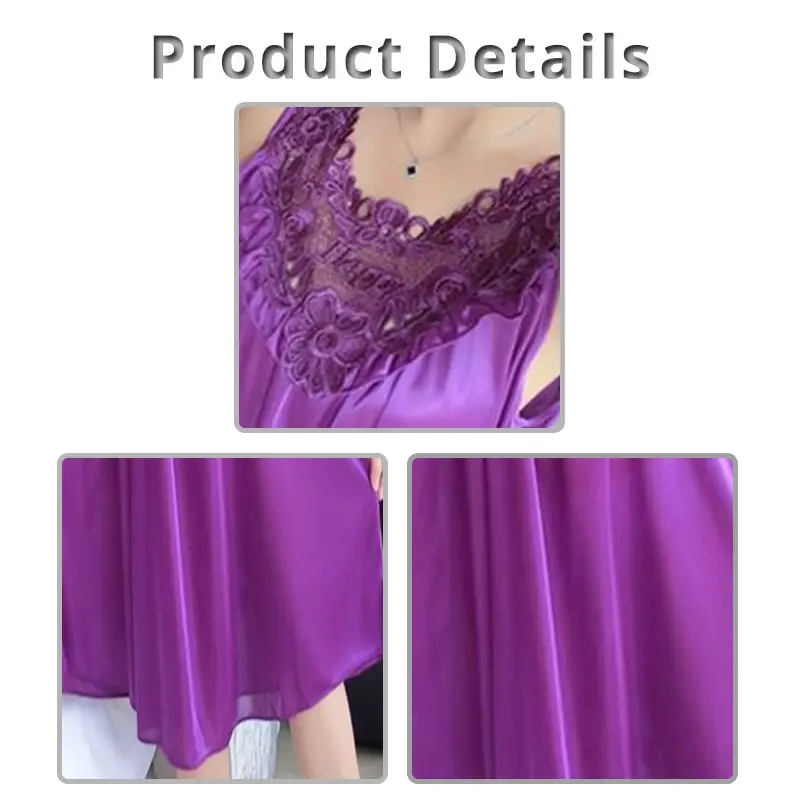 Lace Ice Silk Sleeping Dress Medium Length Sleeveless Tank Top Sexy Sleeping Dress Can Be Worn Externally Home Wear