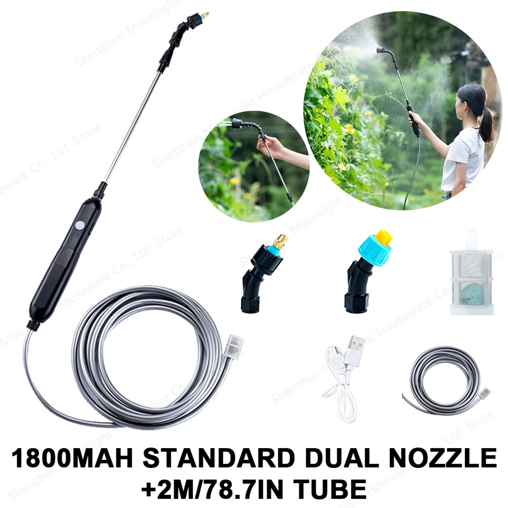 

Portable Electric Gardening Sprayer Irrigation Tool USB 1800mah Rechargeable Telescopic Handle with 3 Nozzles for Yard Plant