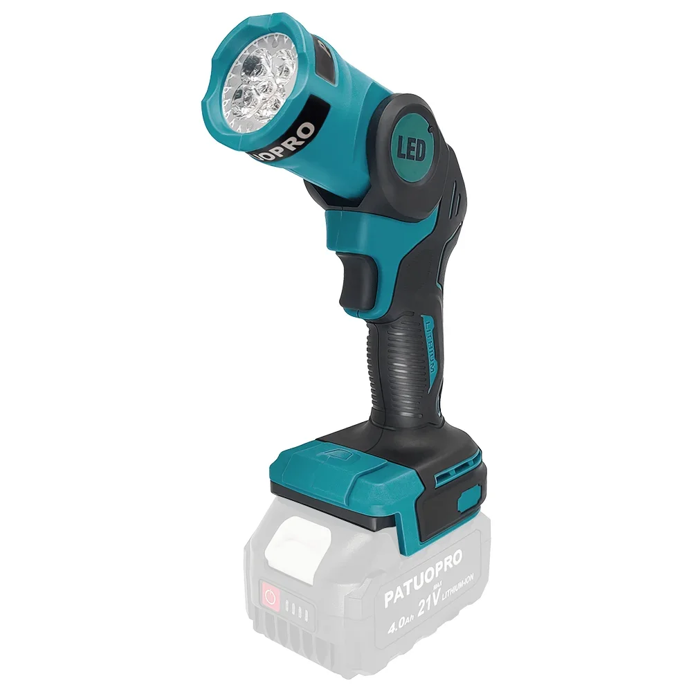 Luz led sem fio dobrável 5 contas holofote luz de trabalho portátil lanterna alimentada por bateria de lítio para makita 18v bateria