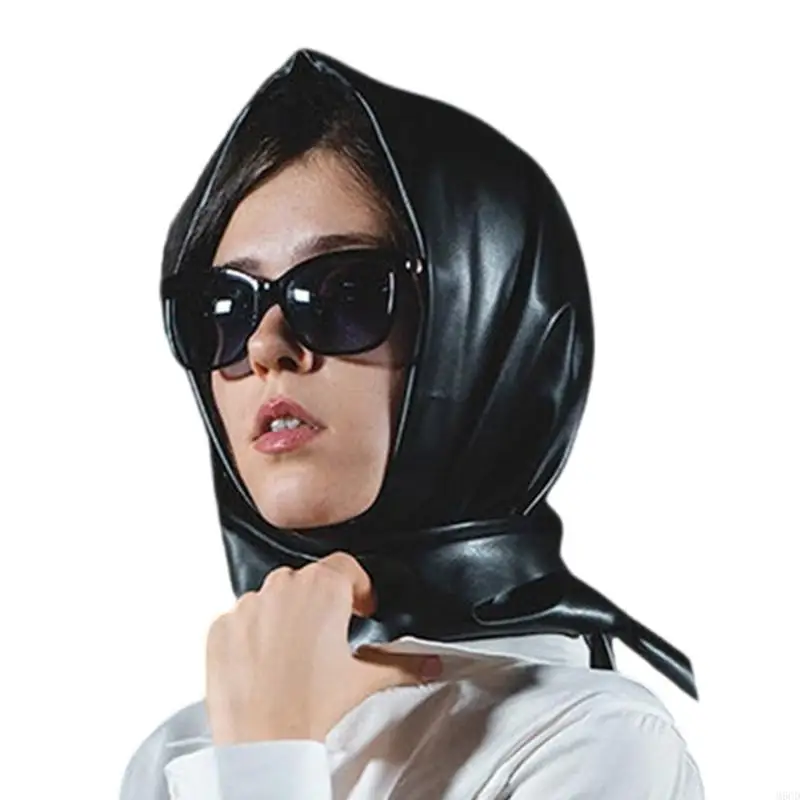 

M6CD треугольный шарф из искусственной кожи, женский бандана, головной платок, ветрозащитный шарф