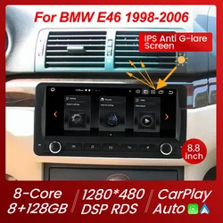 Radio samochodowe do bmw E46 Rover 75 Coupe 318/320/325/330/335 odtwarzacz multimedialny radioodtwarzacz 8 + 128G 8-rdzeniowy Carplay + android auto WIFI 4G RDS DSP