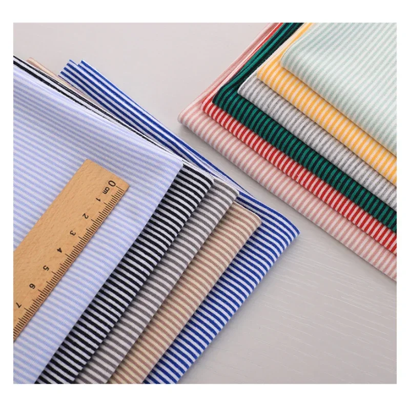

100x170cm 100% Tissu Wide 1mm Stripe 100% Cotton Knitting Elastic Fabric DIY Sewing Clothing ClothHometextile Tela Sewing