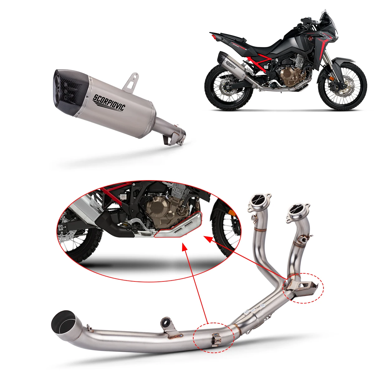 FOR CRF1100 CRF1100L CRF-1100 (2020-2024) motorcycle stainless steel full-section exhaust system complete set