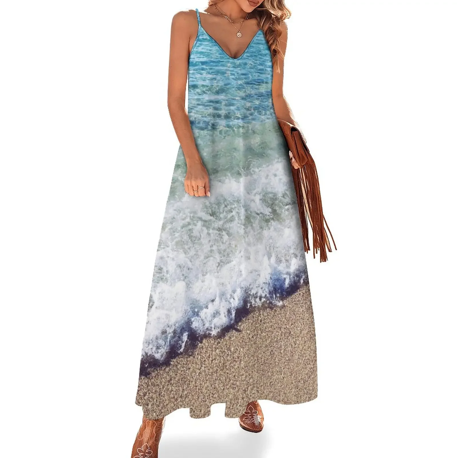 

Ocean Blue Shore Waves Sleeveless Dress purple dress women's luxury party dress prom 2024 Women's skirt