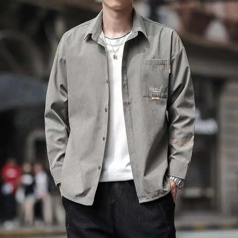 New Autumn Fashion Brand Black Casual Shirt Spring and Autumn Handsome Jacket Long Sleeve Work Jacket for Boys