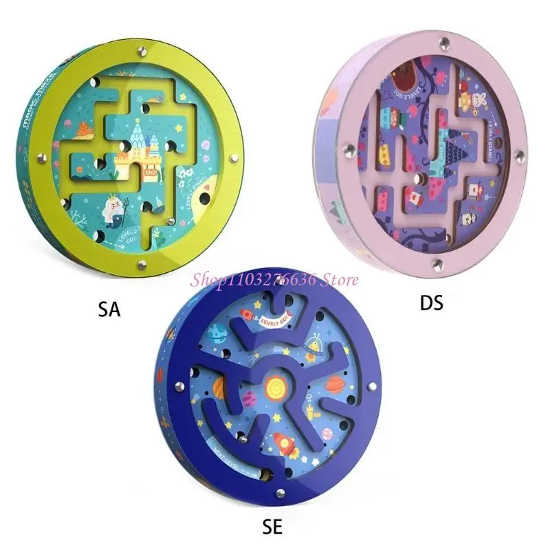 R6fd kids en bois rond labyrinthe interactive puzzele jouet portable mize puzzle