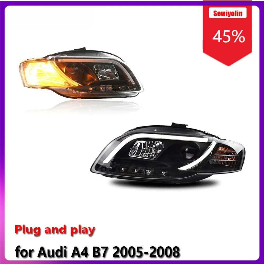 

Sewiyolin Car LED Lamp Headlight Assemblies For Audi A4 B7 2005-2008 Fog DRL Brake Turn Signal Lamp Plug and Play