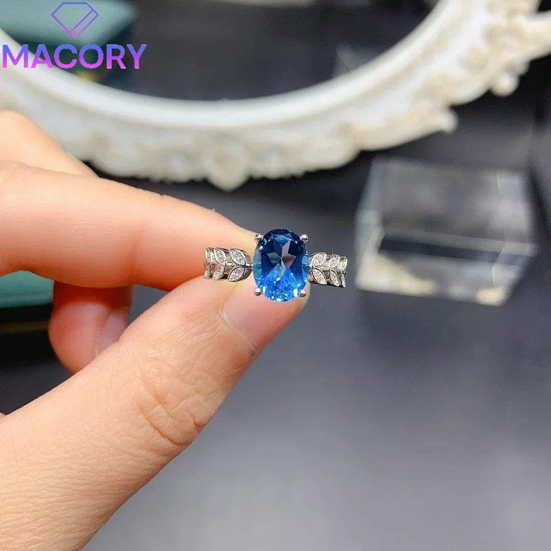 Engaged natural topaz ring female luxury silver 925 jewelry Valentine's Day to send free luxury brand replica female.