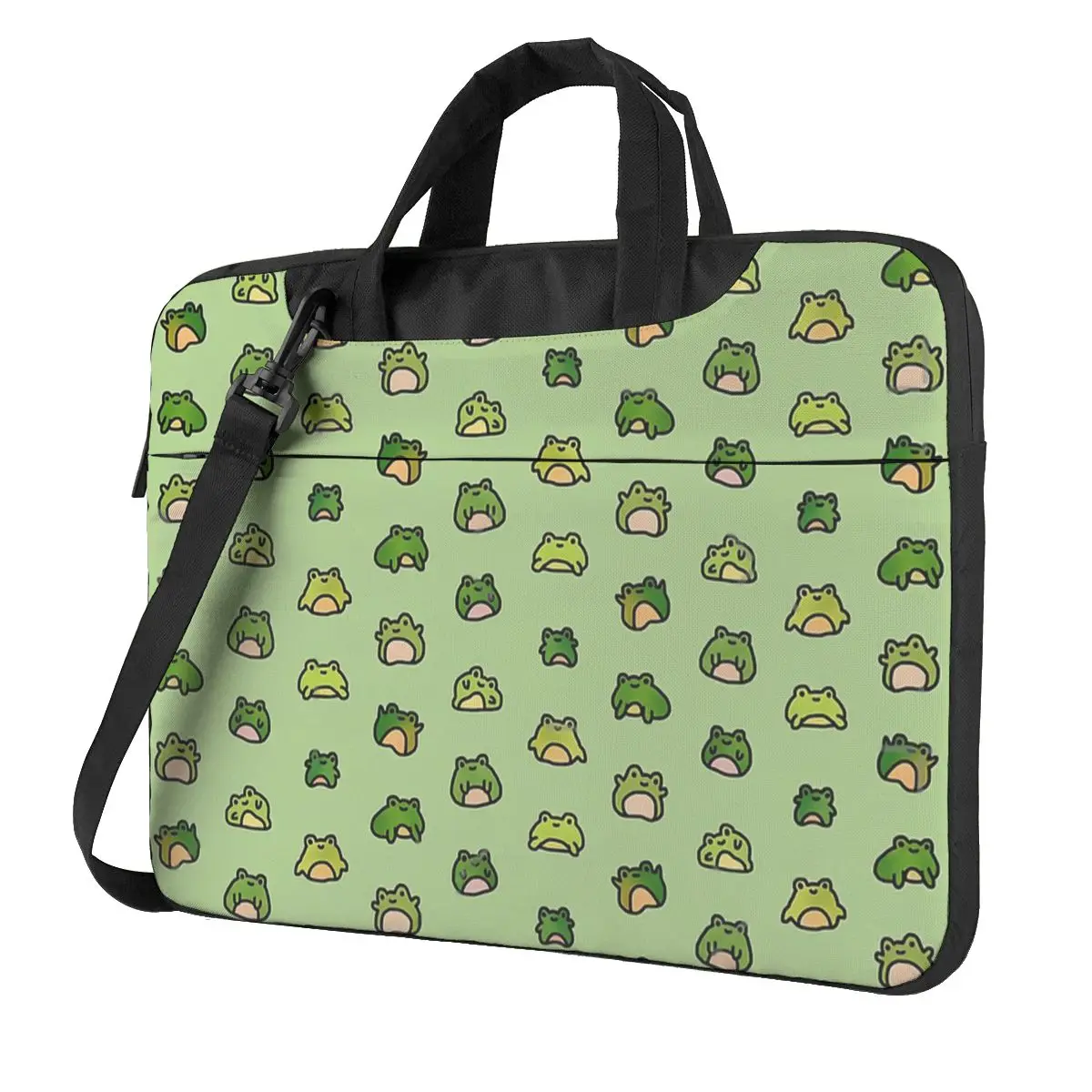 Frogs Doodle Laptop Bag Case Protective Vintage Computer Bag Bicycle Crossbody Laptop Pouch