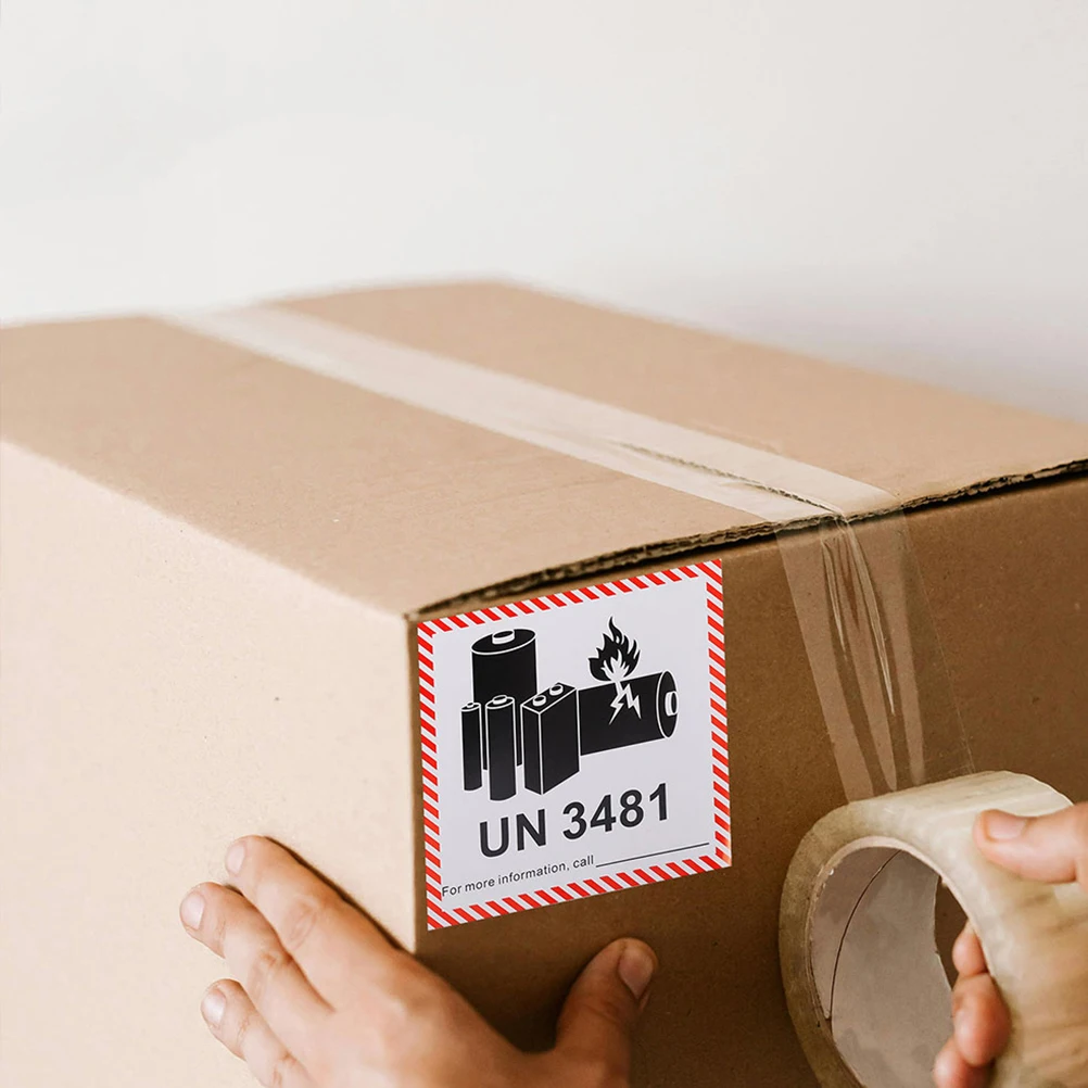 

200 Pcs Label Adhesive Shipping Stickers Safety Sign Caution Copper Plate Decals Labels Batteries