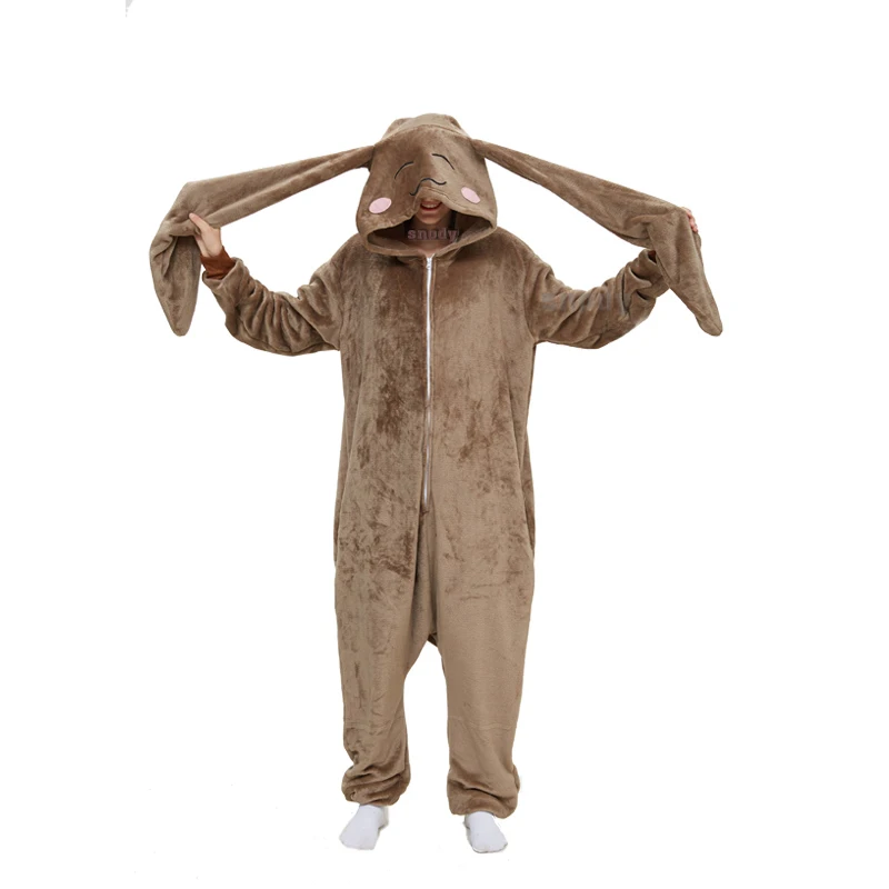 Halloween Cosplay Costume Women Onesies Rabbite Kigurumi Flannel Footed Pajamas Animals One-piece Costume Christmas Homewear