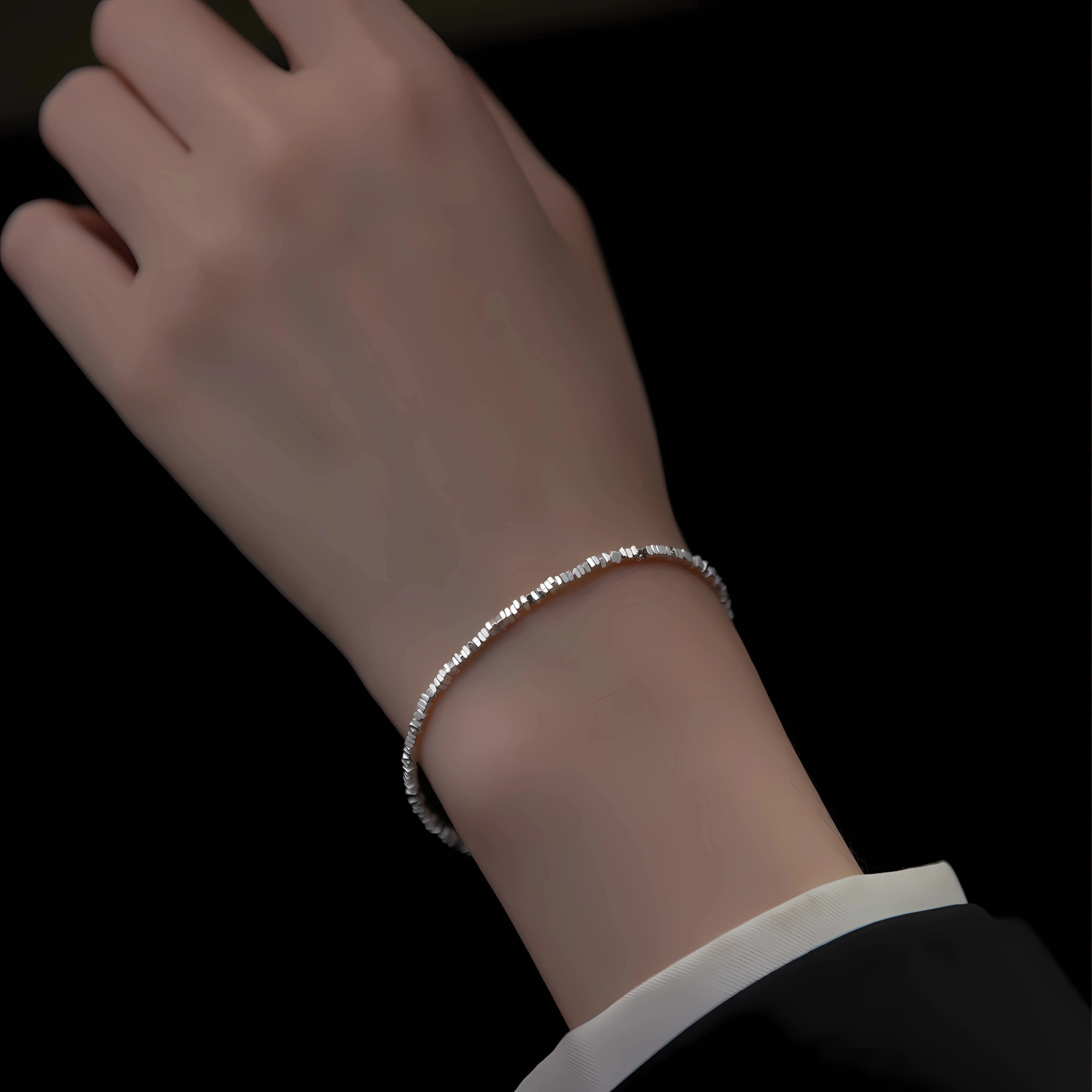 Irregular Silvers Fragments 15+5cm Simple Bracelet 925 Sterling Silver Fine Jewelry Exquisite Gift for Women Fashion Hot Selling