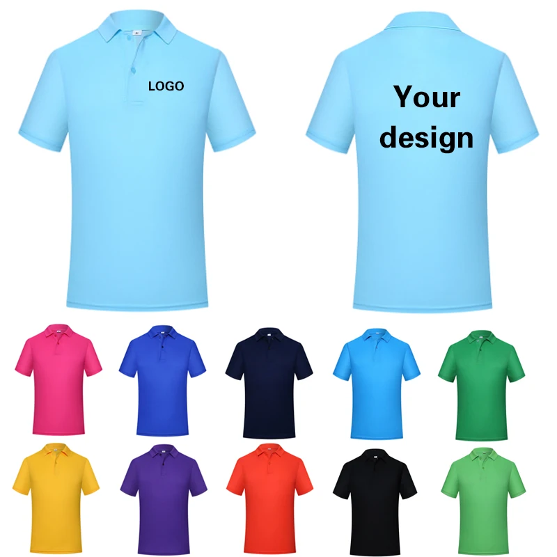 Summer Solid Color Polo Shirt Custom Logo print Name Men Women Picture Embroidery Picture Design Quick Drying Group Workwear