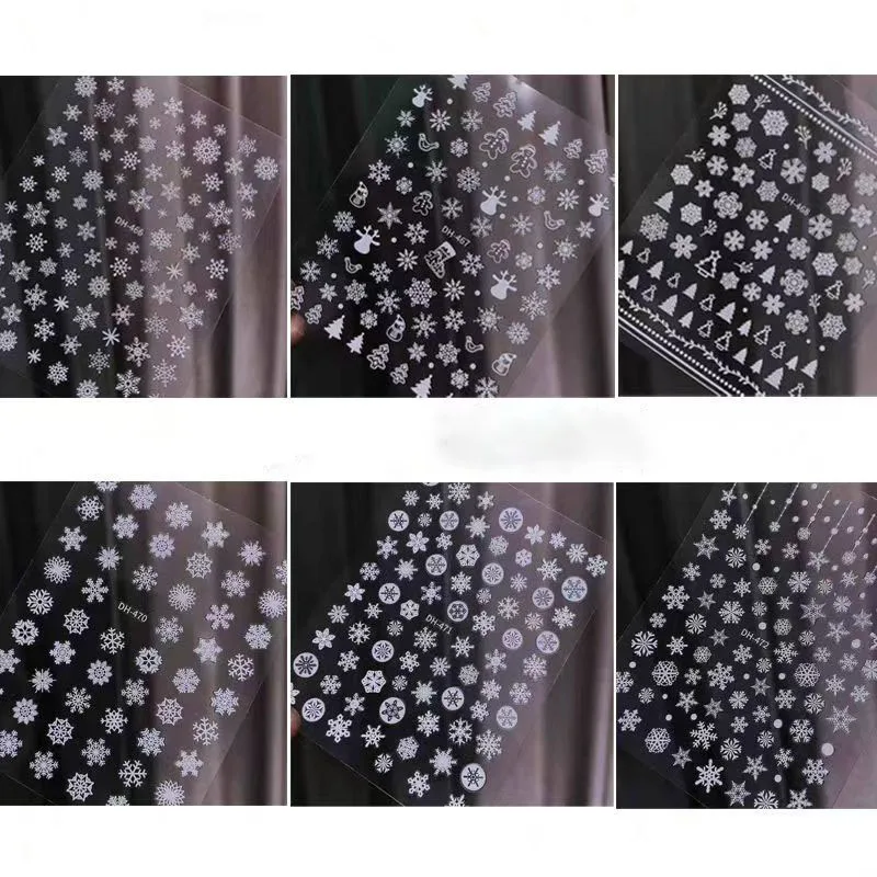 عيد الميلاد مسمار الفن ملصقات مسمار الفن لوازم الثلج الأبيض تصميم لامعة الشارات مانيكير DIY مسمار زينة الملحقات #4