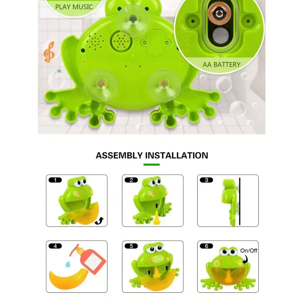 Frog Bubble Shower Bubble Maker Bath Toys Bubbling Making Machine Toy (The Shape And Color Of Some Accessories Are Random)