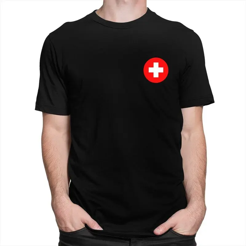Custom First Aid Emergency Medicine T Shirt for Men Pure Cotton Tshirt Leisure Tee Doctor Nurse T-shirts Slim Fit