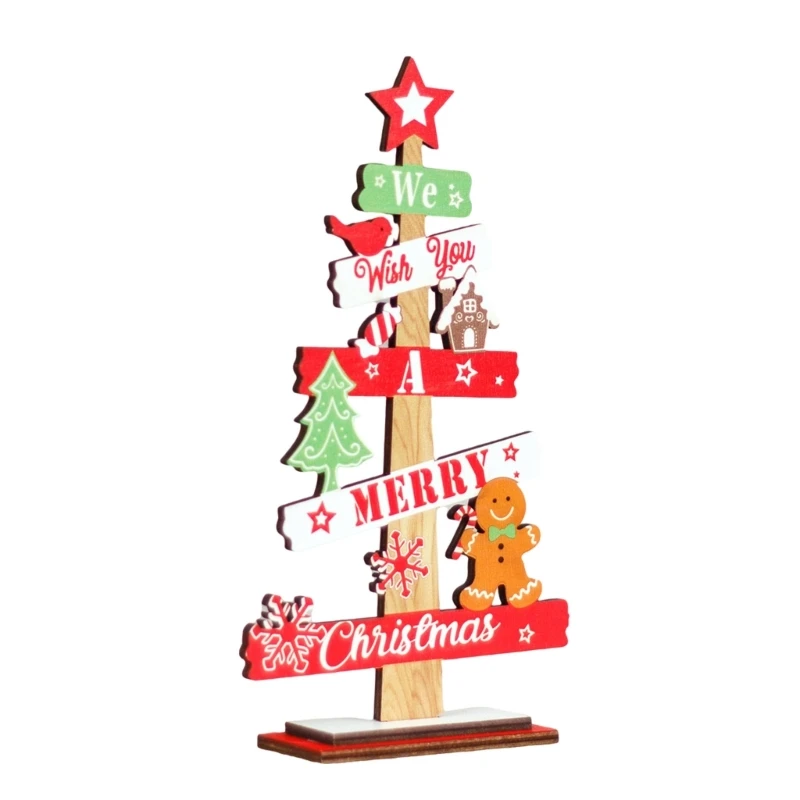 Wood Gingerbreads Man Christmas Tree Ornament for Festival Home Tabletop Centerpieces Tiered Tray Decors Letter Sign KXRE