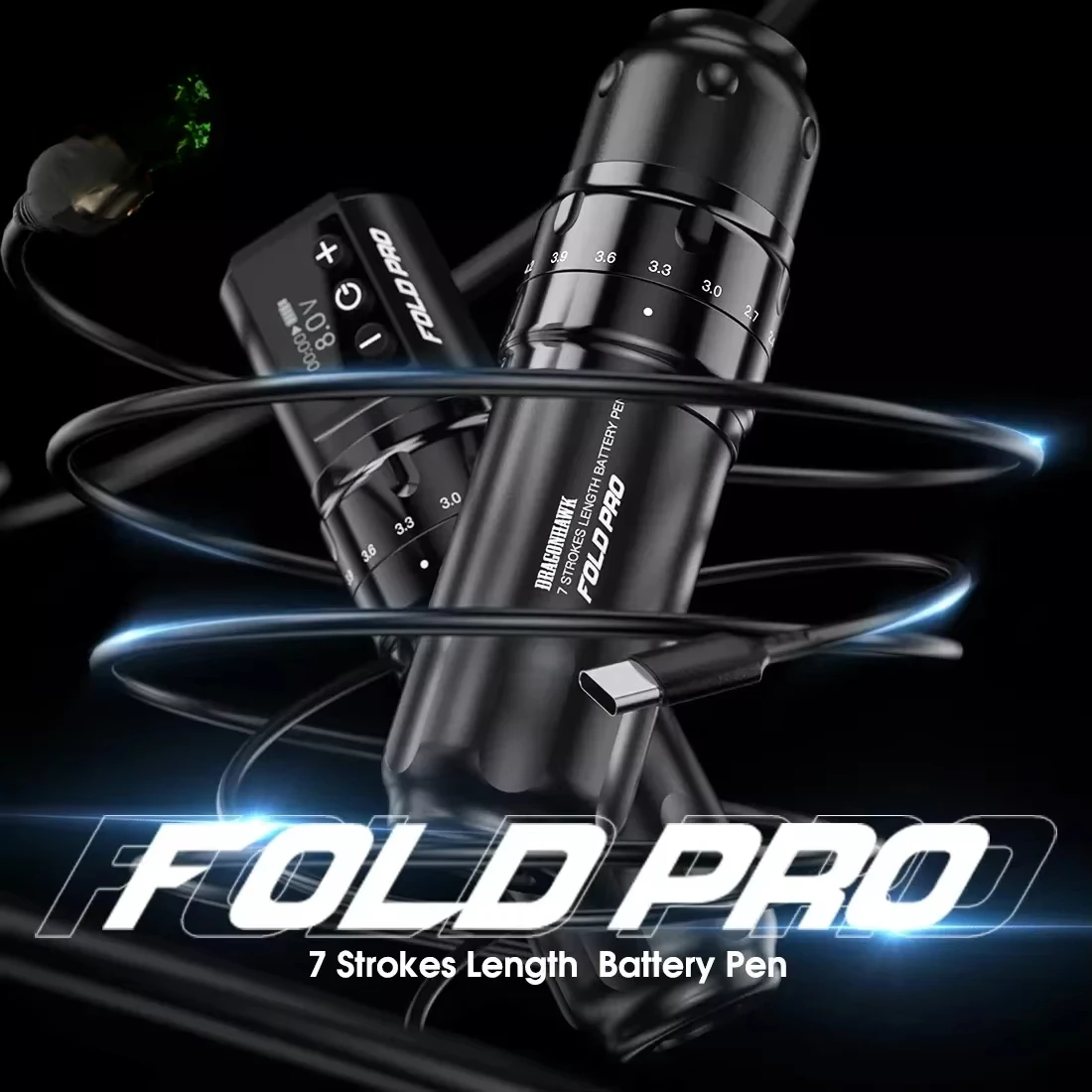 

Тату-машинка Fold Pro, 7-тактная длина, сменная беспроводная проводная батарея, RCA, бессердечный двигатель, роторная ручка для татуировки