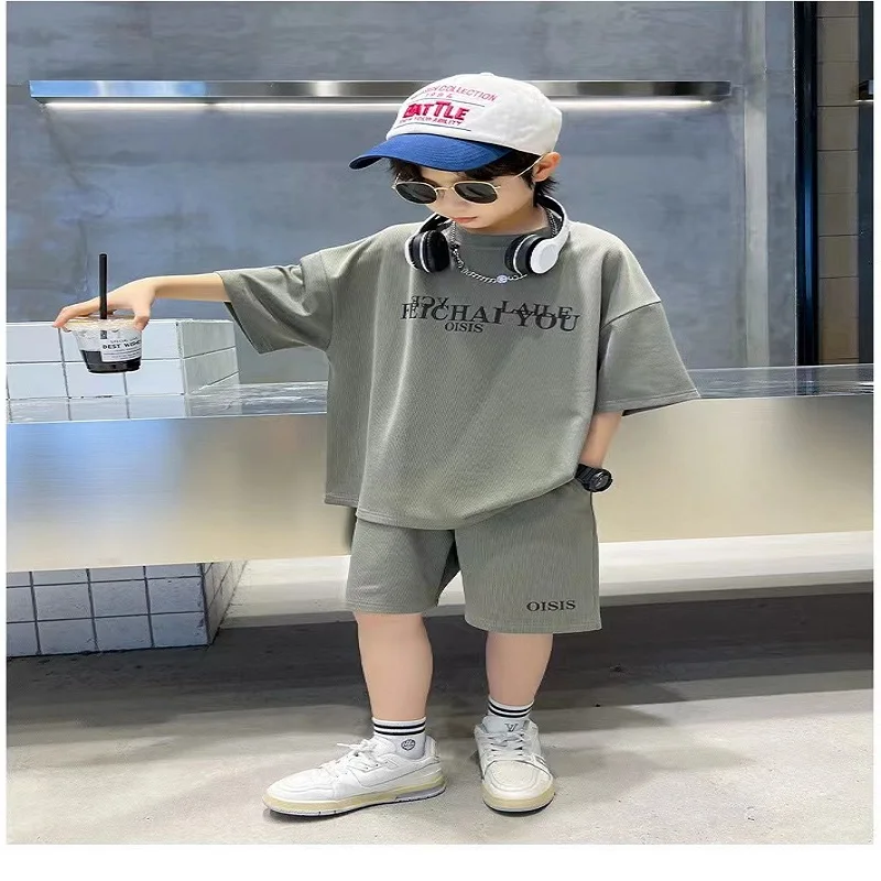 Summer Children Boy Clothes Teenage Girls Letter Print Tshirts and Shorts Suit Kid Top Bottom 2 Pieces Casual Outfits Tracksuits