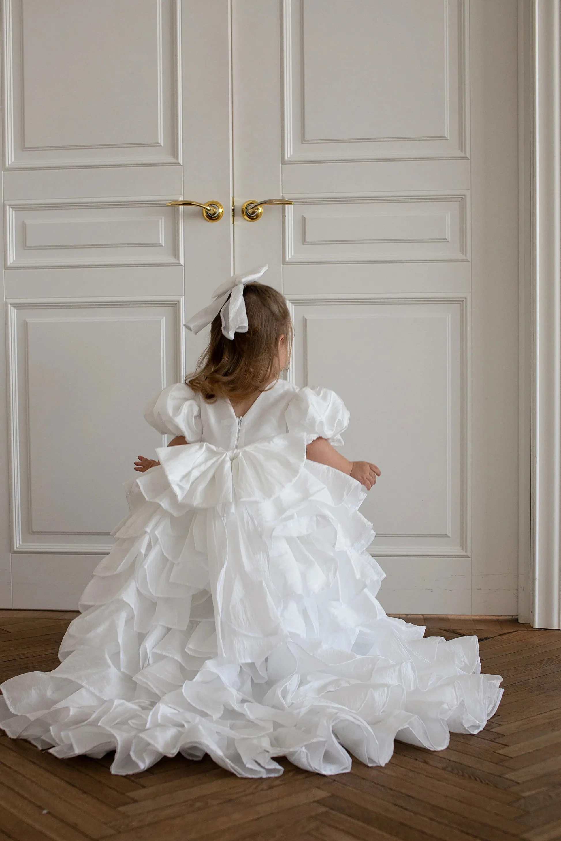 Luxurious Flower Girl Dresses, Puff Sleeve Princess Dresses, Children's Train Dresses, Wedding Flower Girls, Communion Dresses