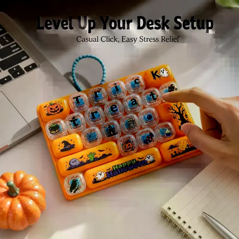 Cute Halloween Themed Patterns 26 Key Keyboard Decompression Button Toy Children's Bag Hanging Ornament Stress-relief Toys