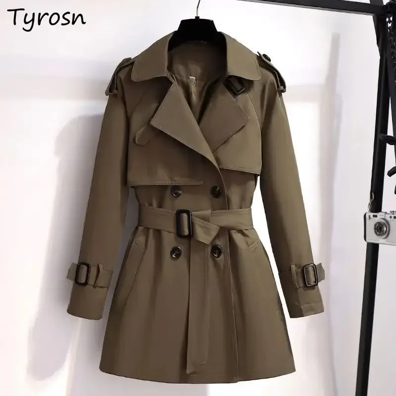 

Trench Women Casual Design Double Breasted Pockets Sashes Notched Coats Safari Style Warm Thicker Outwear Mujer Stylish Leisure