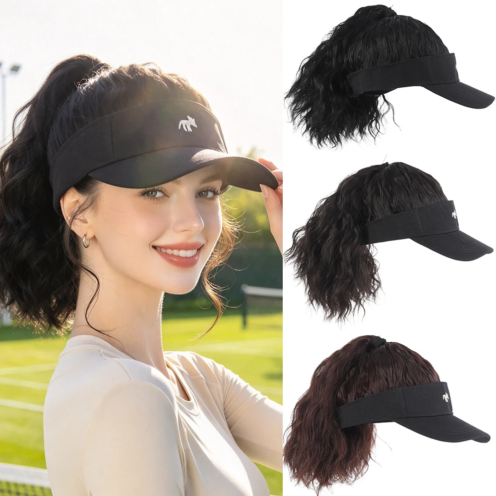 Hat With Hair Attached for Women Ponytail Curly Hair Wig with Hair Cap Styling Baseball Cap Ponytail Hat Wig