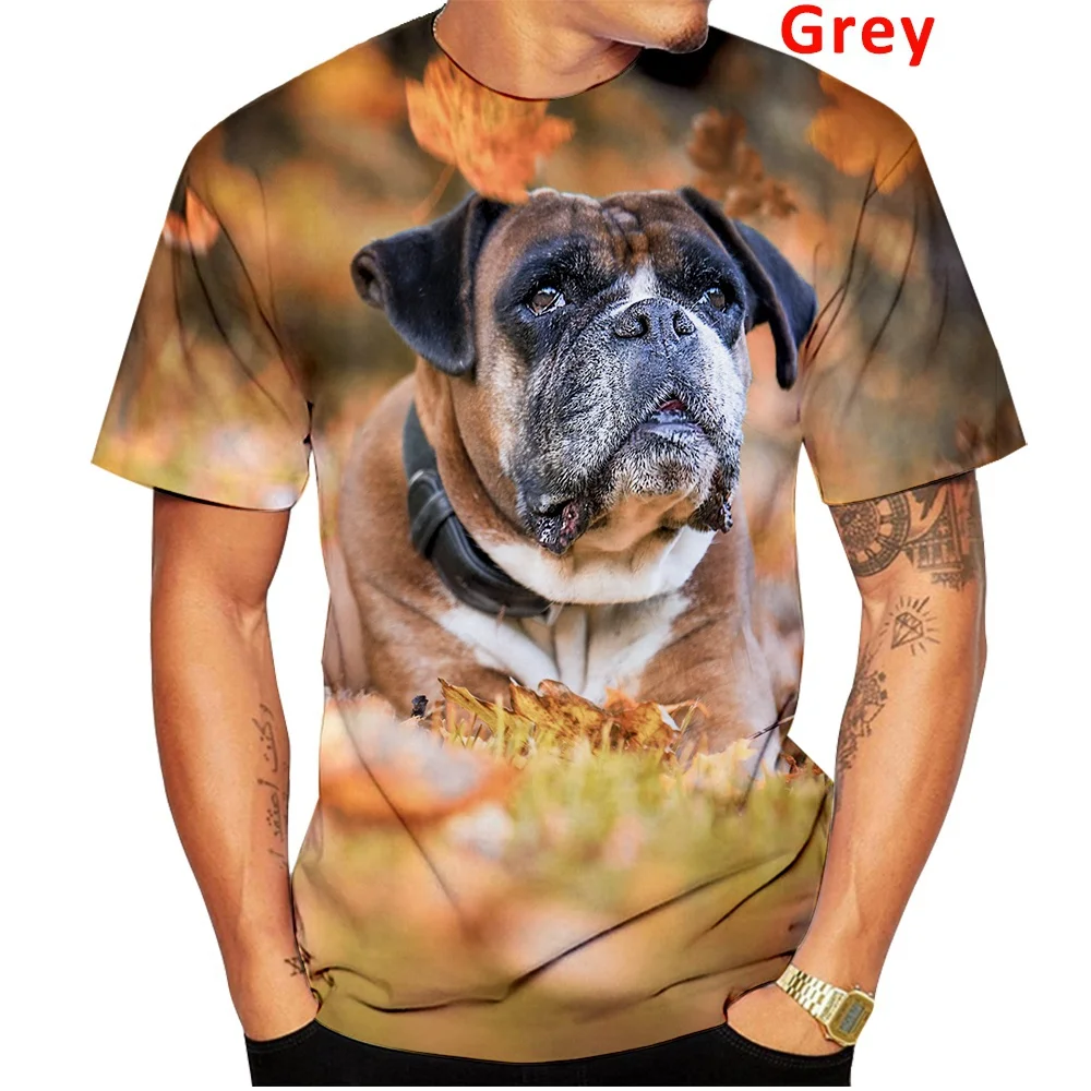 New Fashion 3D Cute Animal Homme Boxer Dog Street Funny Pet Dog T-shirt Animal Puppy T-shirt Size S-4XL