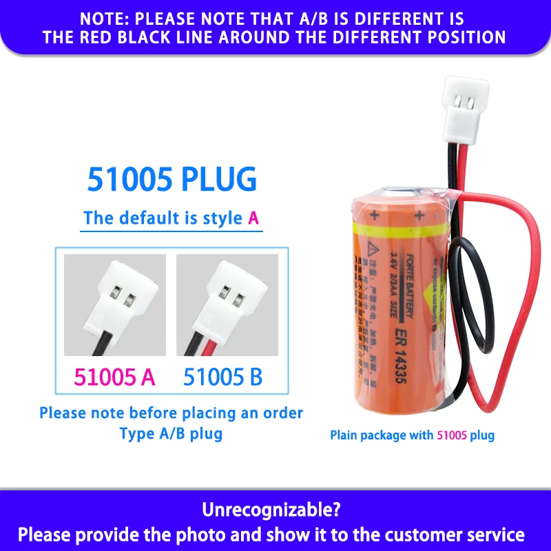 Forte ER14335 2/3AA Add 51005 Plug Disposable Lithium Battery 3.6V Gas Detector Battery Smoke Alarm ER14335H Non-rechargeable